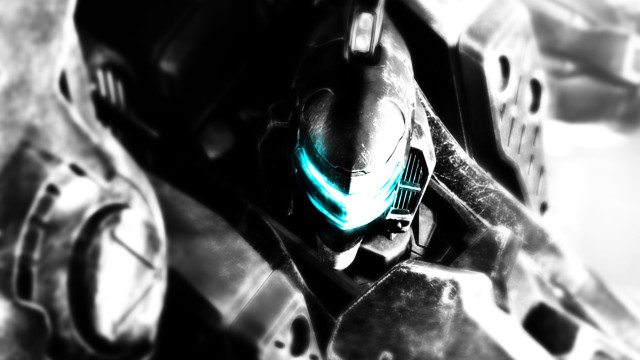 Robot glowing blue eye helmet free wallpaper - medium preview image
