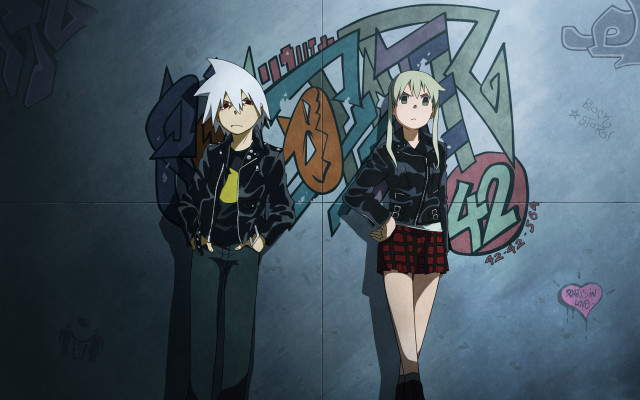 Anime characters graffiti wall donut free wallpaper - medium preview image
