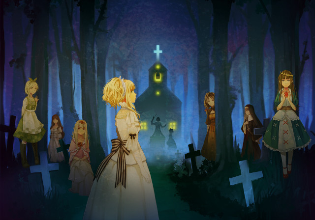 Group people cross forest night free wallpaper - medium preview image