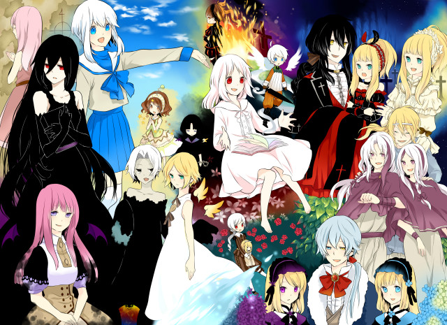 Anime characters colorful hair clothes #2 free wallpaper - medium preview image