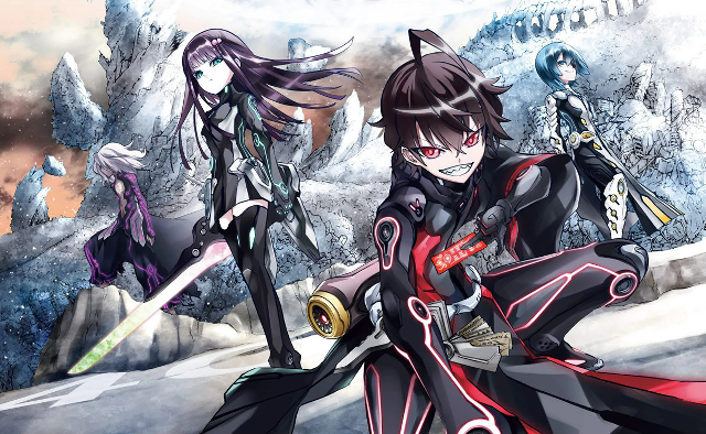 Anime characters snowy landscape mountains free wallpaper - medium preview image