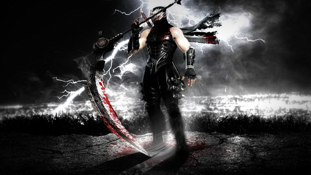 Man sword field lightning black free wallpaper - medium preview image