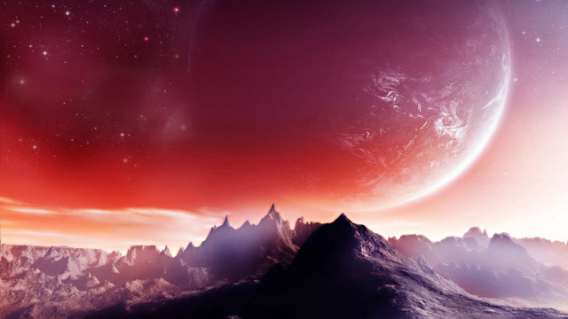 Distant planet mountains star background free wallpaper - medium preview image