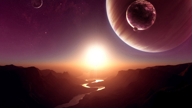 Planet river distant light horizon free wallpaper - medium preview image
