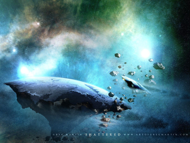 Space scene large rock small free wallpaper - medium preview image