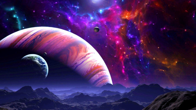 Colorful space scene planets stars #2 free wallpaper - medium preview image