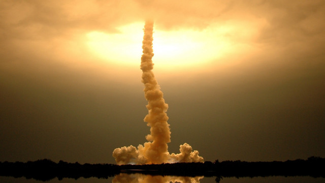 Rocket flying smoke sky sun free wallpaper - medium preview image