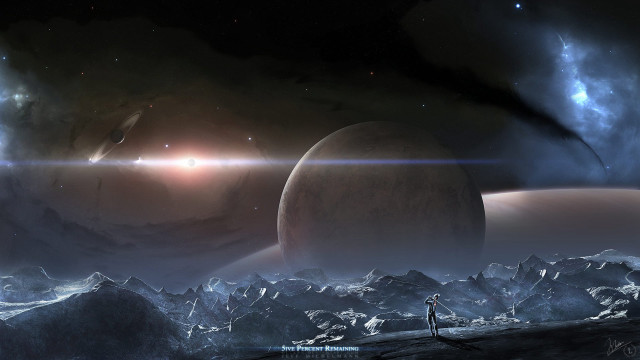 Man mountain distant object starry free wallpaper - medium preview image