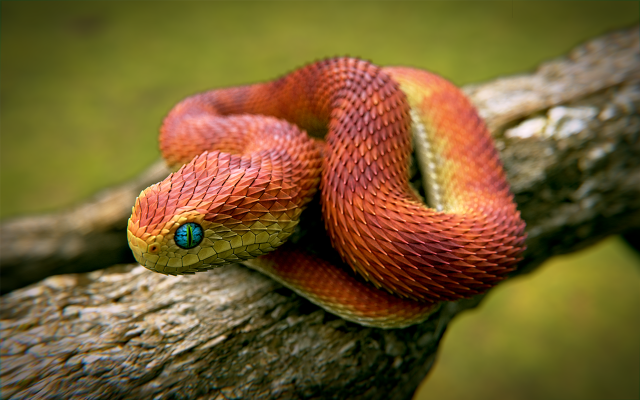 Red yellow snake branch green free wallpaper - medium preview image