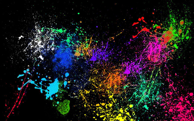 Black background multicolored paint splatter free wallpaper - medium preview image