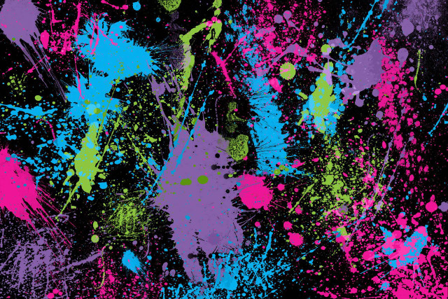 Colorful paint splatters black background free wallpaper - medium preview image