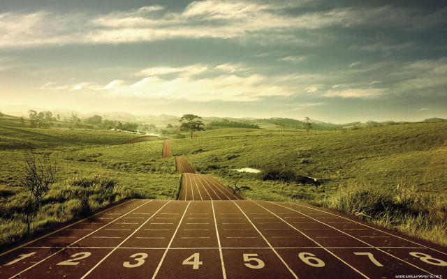 Running track field sky clouds free wallpaper - medium preview image