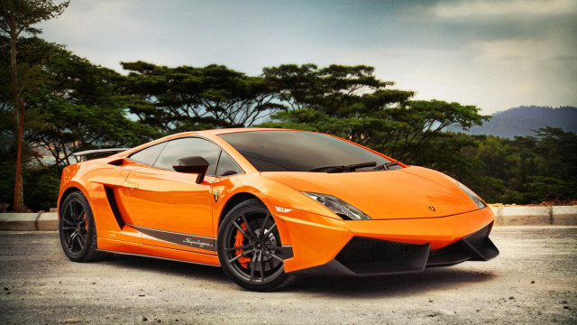 Bright orange sports car parking #8 free wallpaper - medium preview image