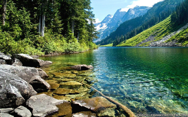Mountain lake trees rocks background #2 free wallpaper - medium preview image