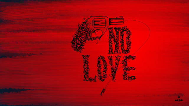 Red background gun no love free wallpaper - medium preview image