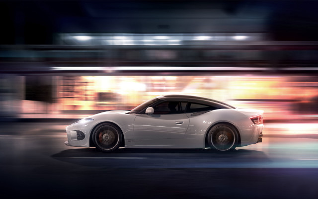 White sports car night motion free wallpaper - medium preview image