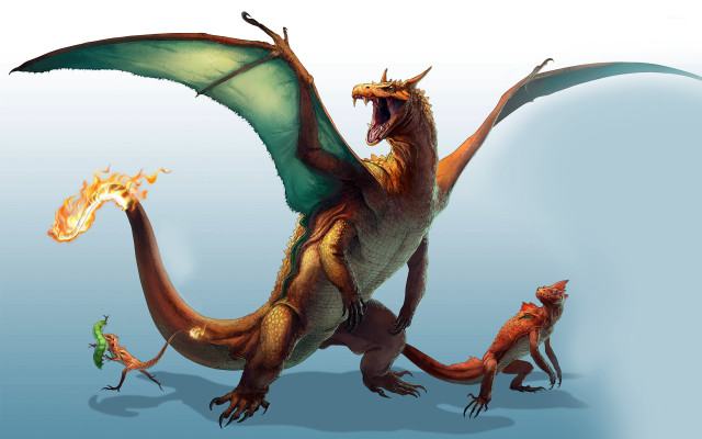 Dragon flame background smaller dragons free wallpaper - medium preview image
