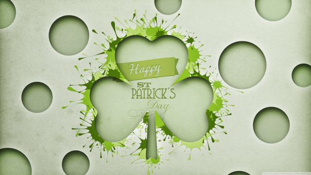 Green shamrock happy message ribbon free wallpaper - medium preview image