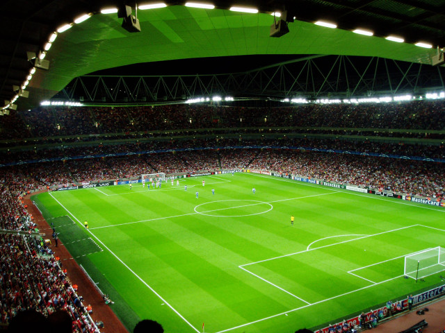 Soccer stadium green field people free wallpaper - medium preview image