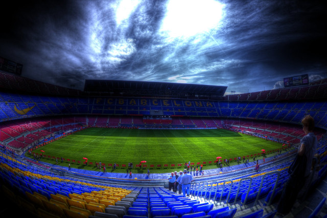 Stadium greenfield blueSeats clouds nightscape free wallpaper - medium preview image