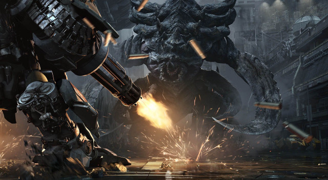 Giant robot attacking another robot free wallpaper - medium preview image