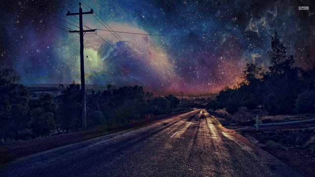 Starry sky galaxy astronaut fireworks free wallpaper - medium preview image