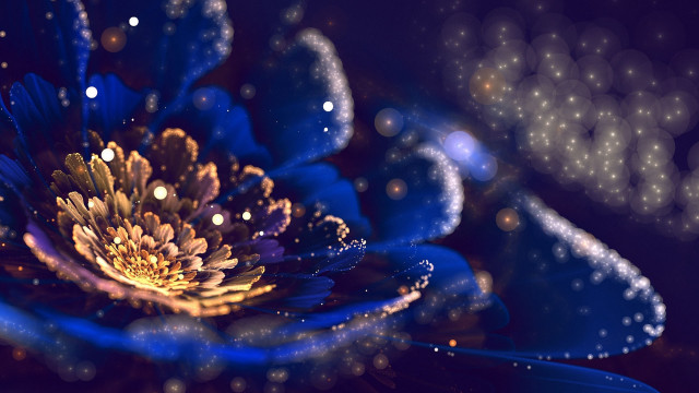 Blue flower bubbles holography 3D free wallpaper - medium preview image