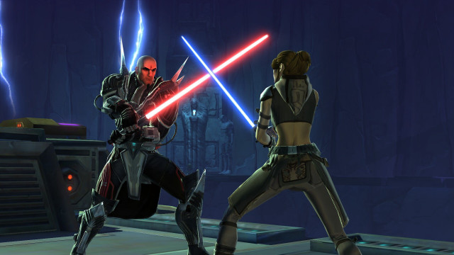 Lightsaber battle video game characters free wallpaper - medium preview image