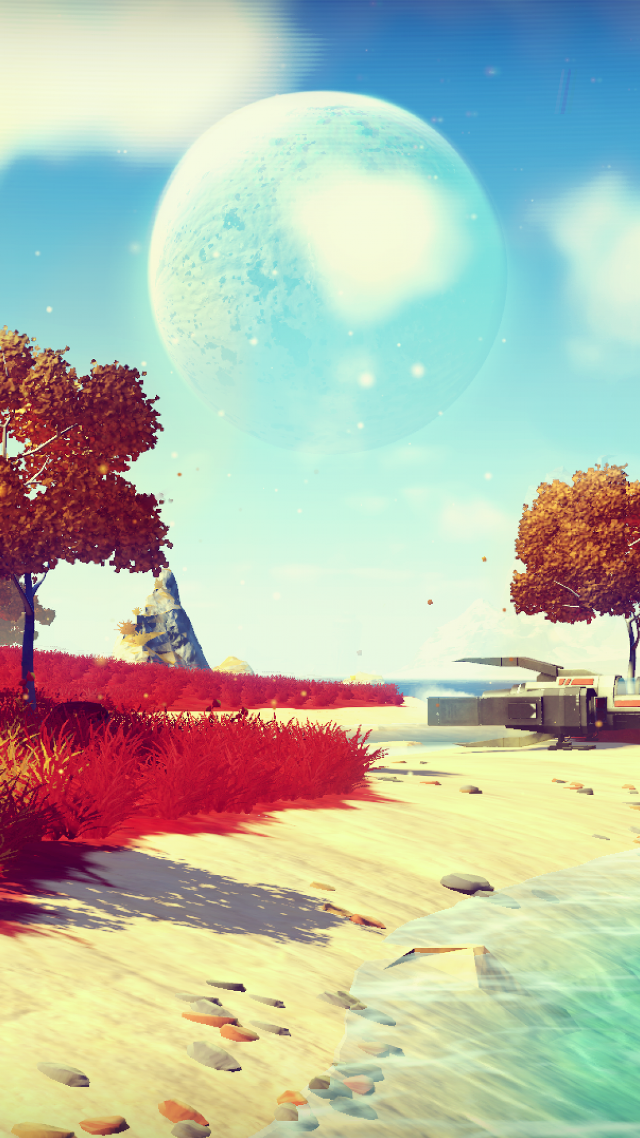 Beach boat trees moon distant free wallpaper - medium preview image