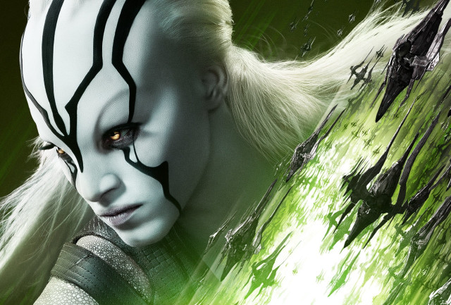 Woman green hair white makeup free wallpaper - medium preview image