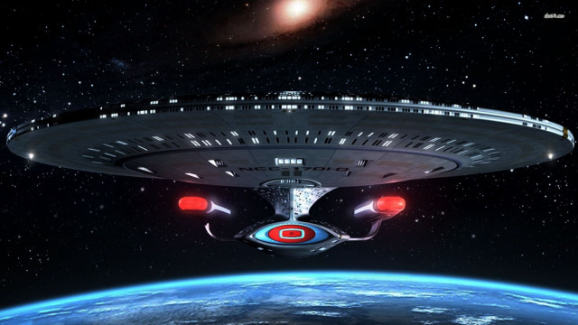 Spaceship flying over planet space free wallpaper - medium preview image