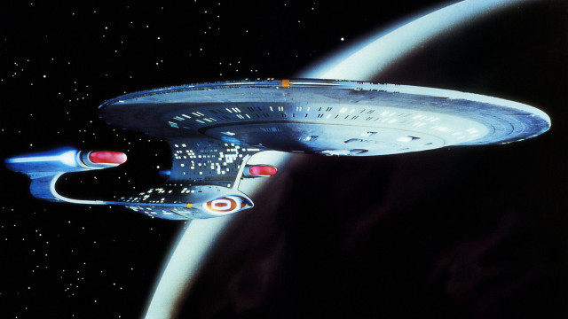 Starship over planet space matte free wallpaper - medium preview image