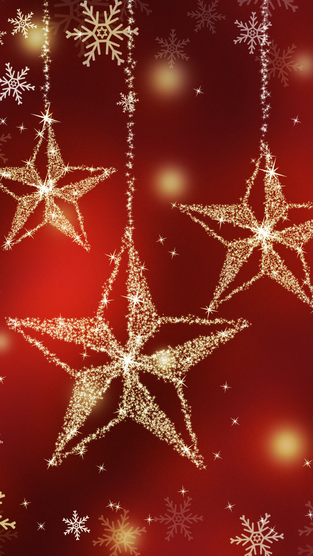 Red stars snowflakes fireworks moon free wallpaper - medium preview image