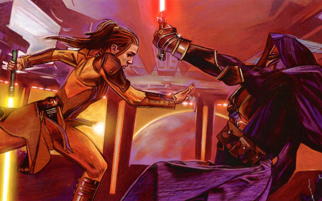 Woman fighting man star wars free wallpaper - medium preview image