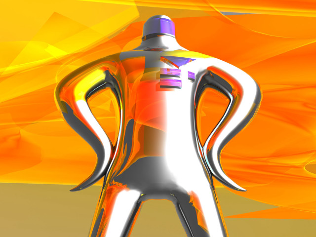 Man bottle yellow background stylized free wallpaper - medium preview image
