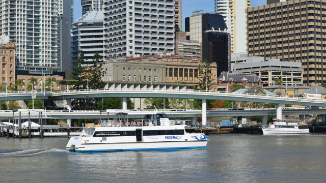 Boat river city skyline tall #2 free wallpaper - medium preview image