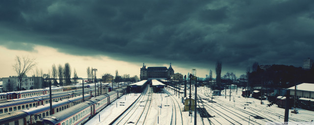 Train station dark sky clouds free wallpaper - medium preview image