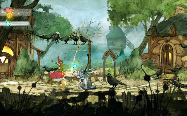 Forest people animals trees buildings free wallpaper - medium preview image