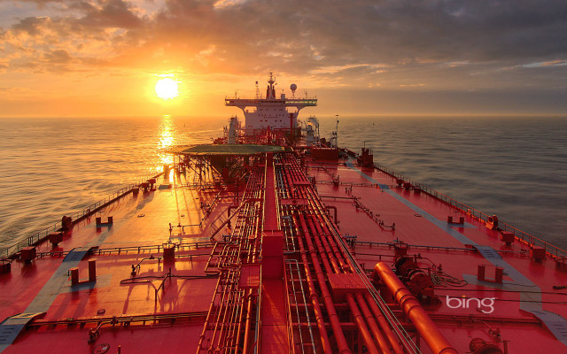 Large ship ocean sunset sun #2 free wallpaper - medium preview image