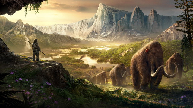 Man hill mammoths forest mountains free wallpaper - medium preview image