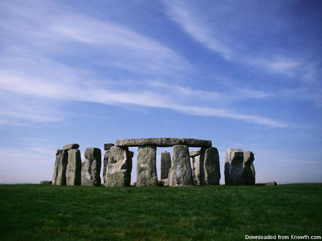 Stonehenge field blue sky clouds free wallpaper - medium preview image