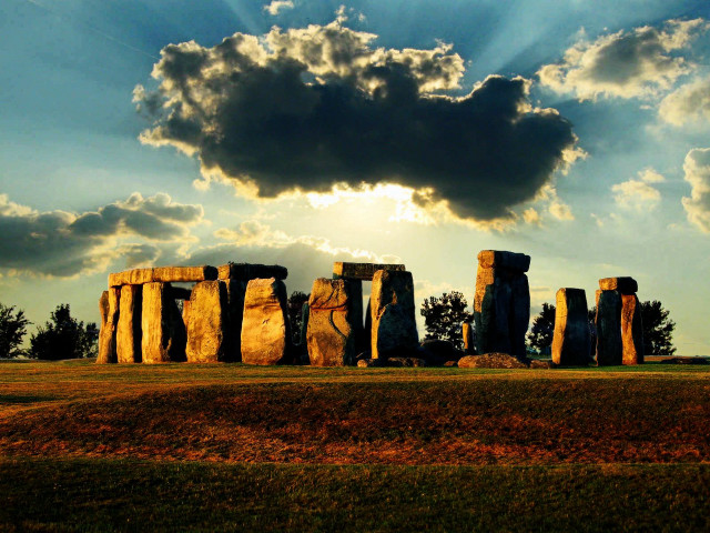 Large stone structure field cloudy free wallpaper - medium preview image