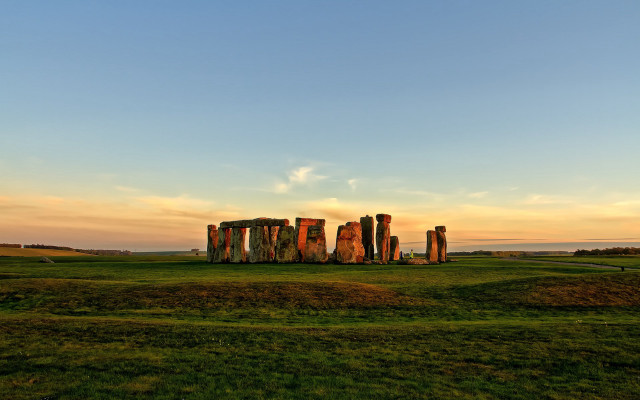 Stonehenge field sunset dawn sky free wallpaper - medium preview image