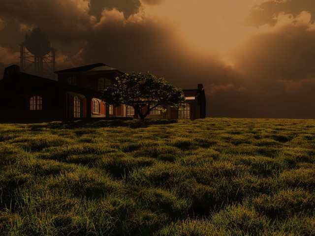 House field tree cloudy sky free wallpaper - medium preview image