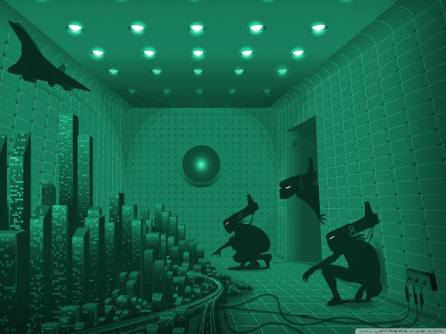 Green lights cat man room free wallpaper - medium preview image