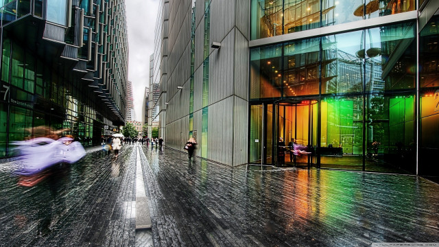 People walking street tall buildings #4 free wallpaper - medium preview image
