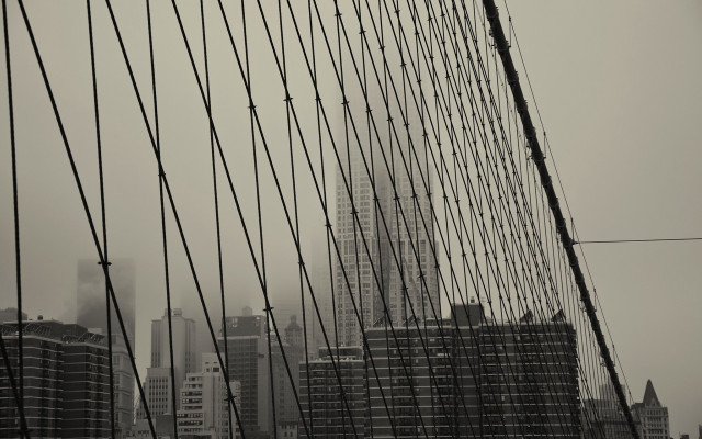 City skyline bridge tallbuilding greyscale free wallpaper - medium preview image