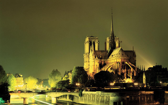 Cathedral night bridge river lit free wallpaper - medium preview image