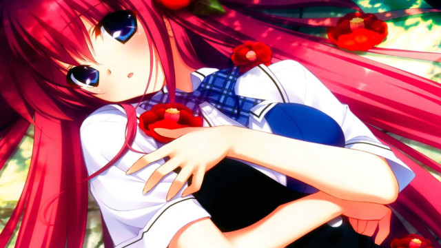 Pink haired girl rose anime free wallpaper - medium preview image