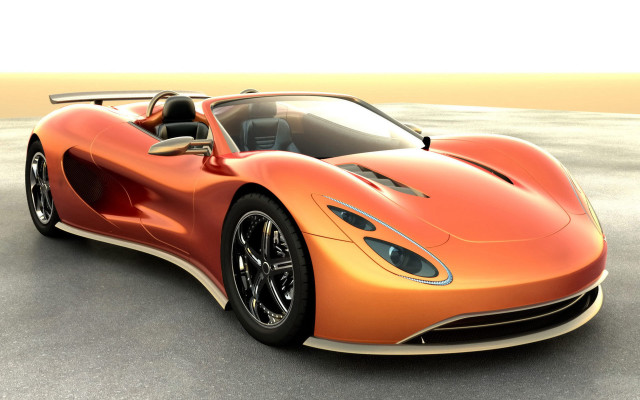 Orange sports car road sky #2 free wallpaper - medium preview image